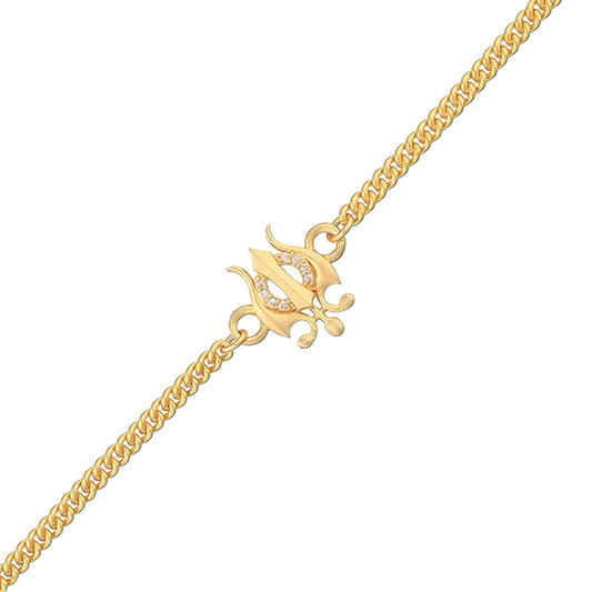 trueBrowns Yellow Gold-Polished Trishul Bracelet Rakhi | Swadesiicart