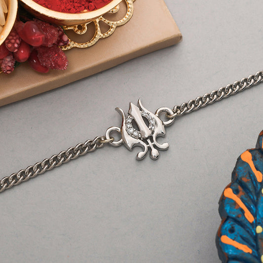 trueBrowns Trishul Silver Tone Bracelet Rakhi | Swadesiicart