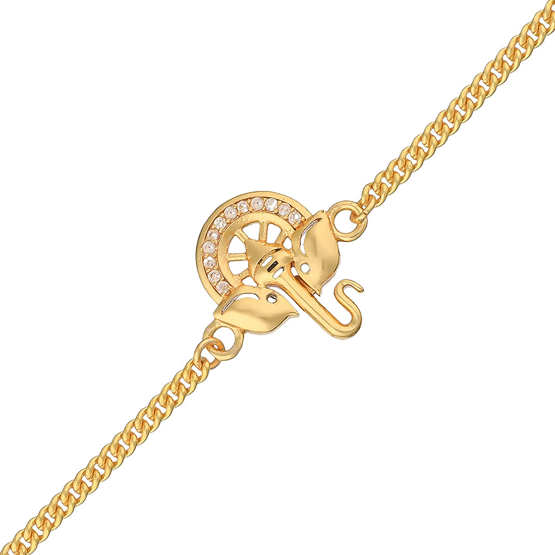 trueBrowns Gold Tone Ganesha Bracelet Style Rakhi | Swadesiicart