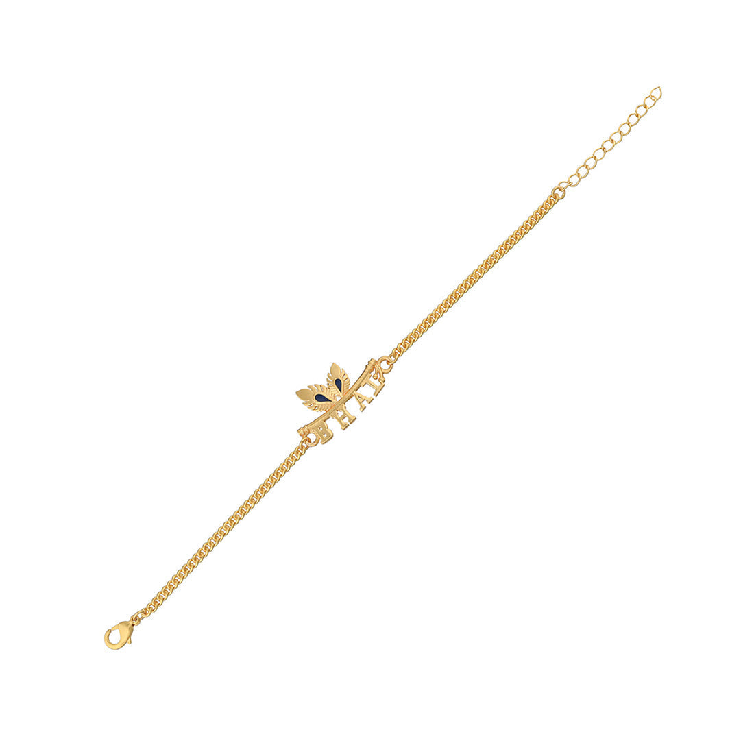 trueBrowns Peacock Feather Motif Gold Tone Bhai Rakhi | Swadesiicart