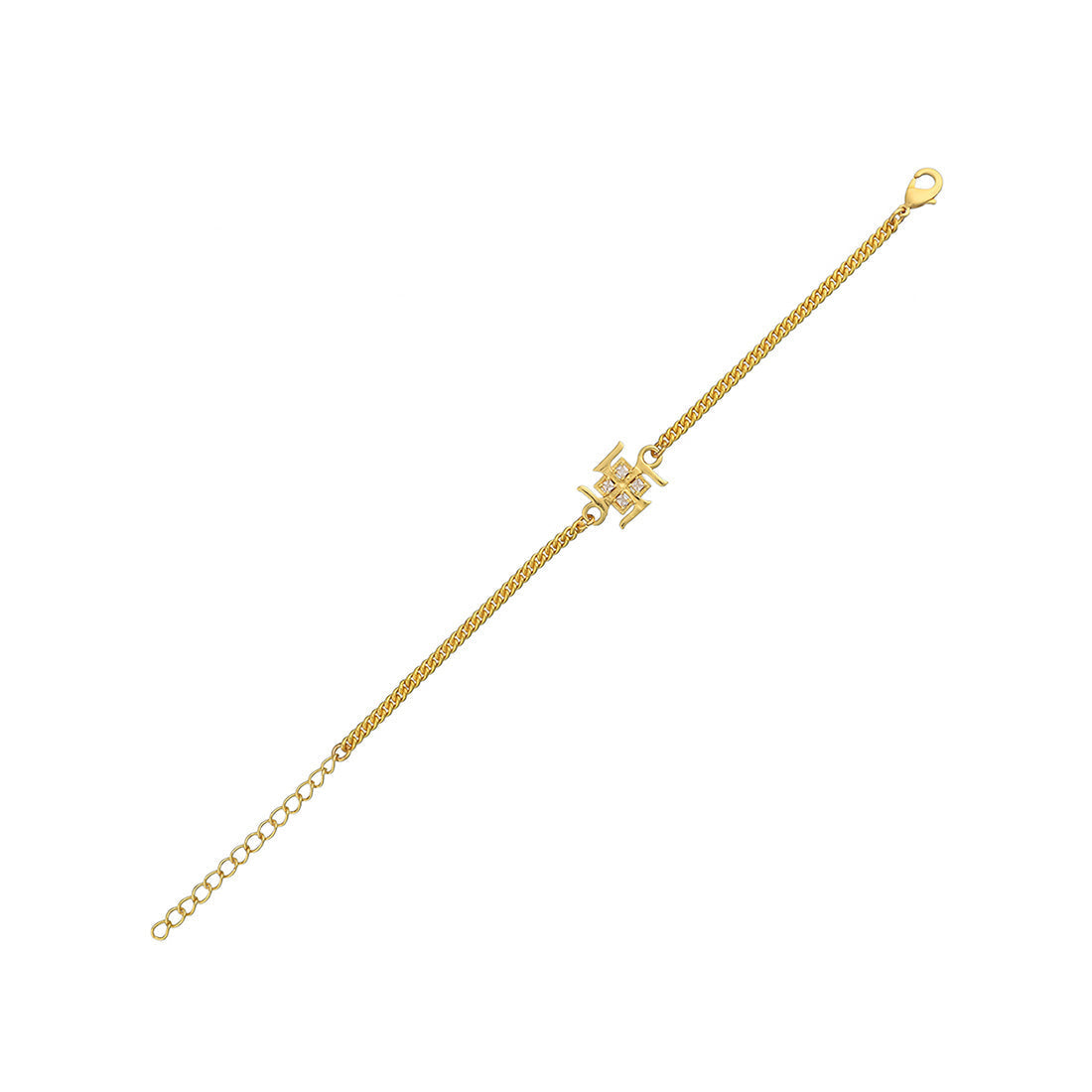 trueBrowns Auspicious Swastik Gold-Polished Bracelet Style Rakhi | Swadesiicart