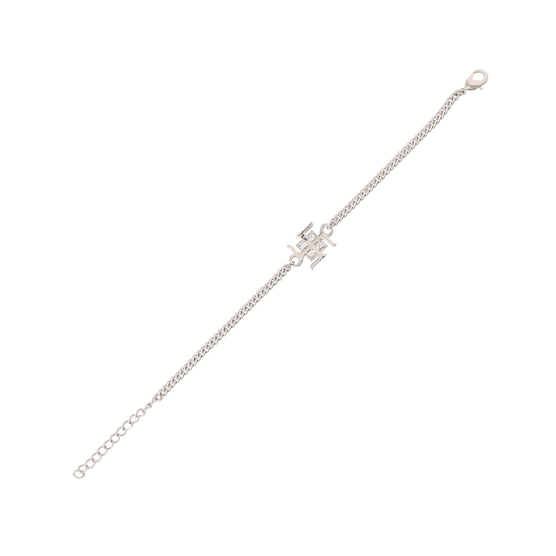 trueBrowns Auspicious Swastik Motif Silver Tone Bracelet Rakhi | Swadesiicart