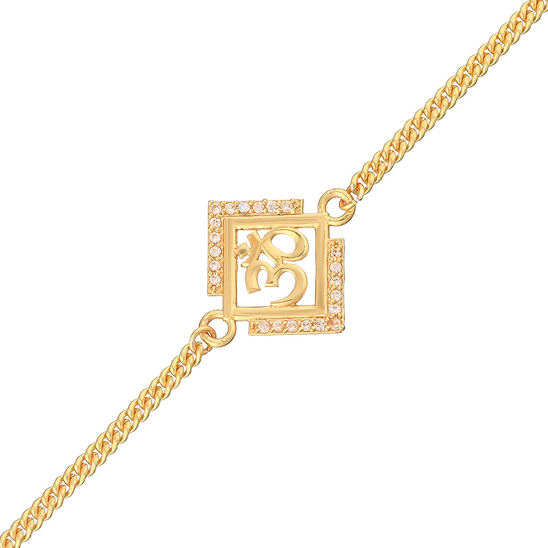 trueBrowns Gold Tone Auspicious OM Bracelet Rakhi | Swadesiicart
