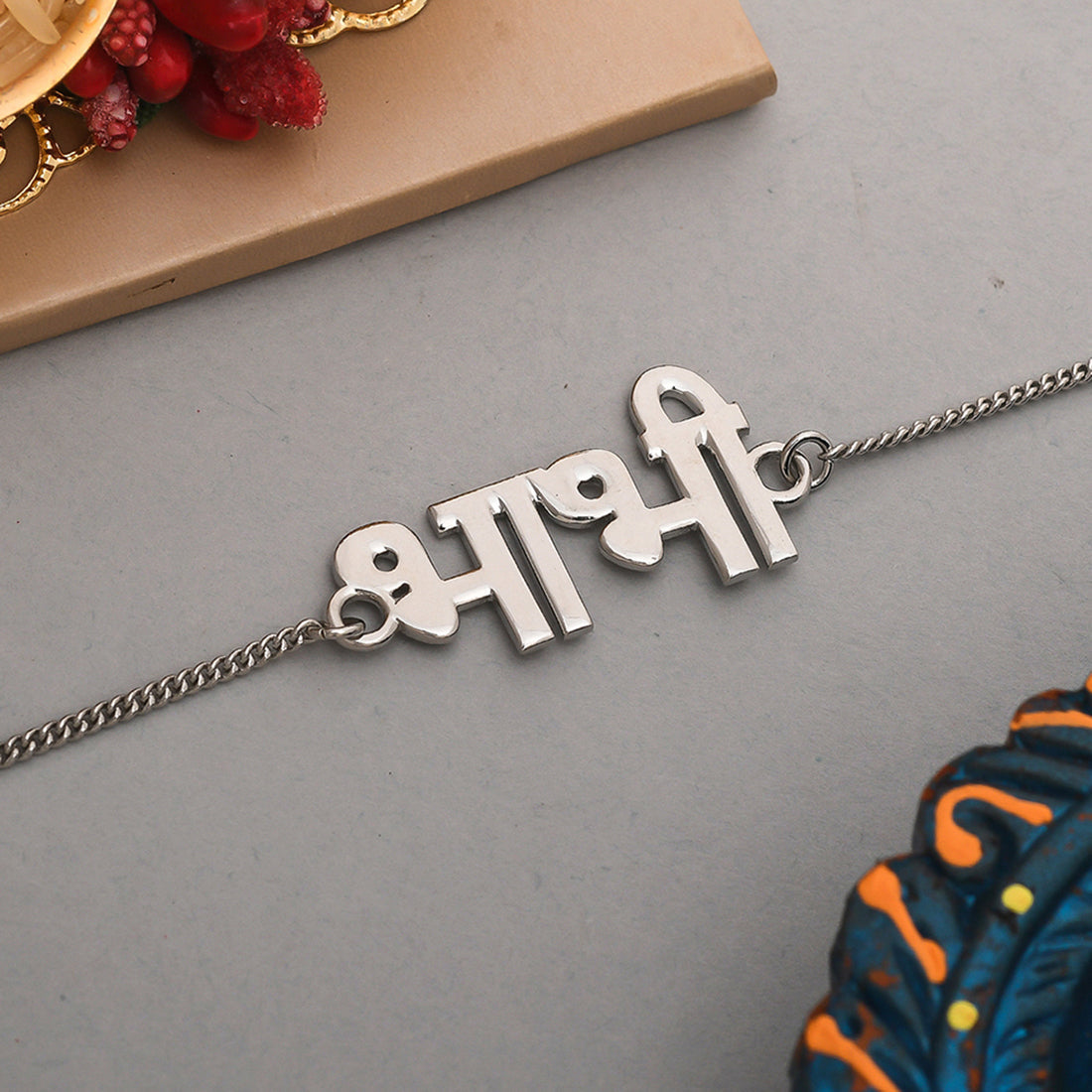 trueBrowns Special Silver Tone Bracelet Style Bhabhi Rakhi | Swadesiicart