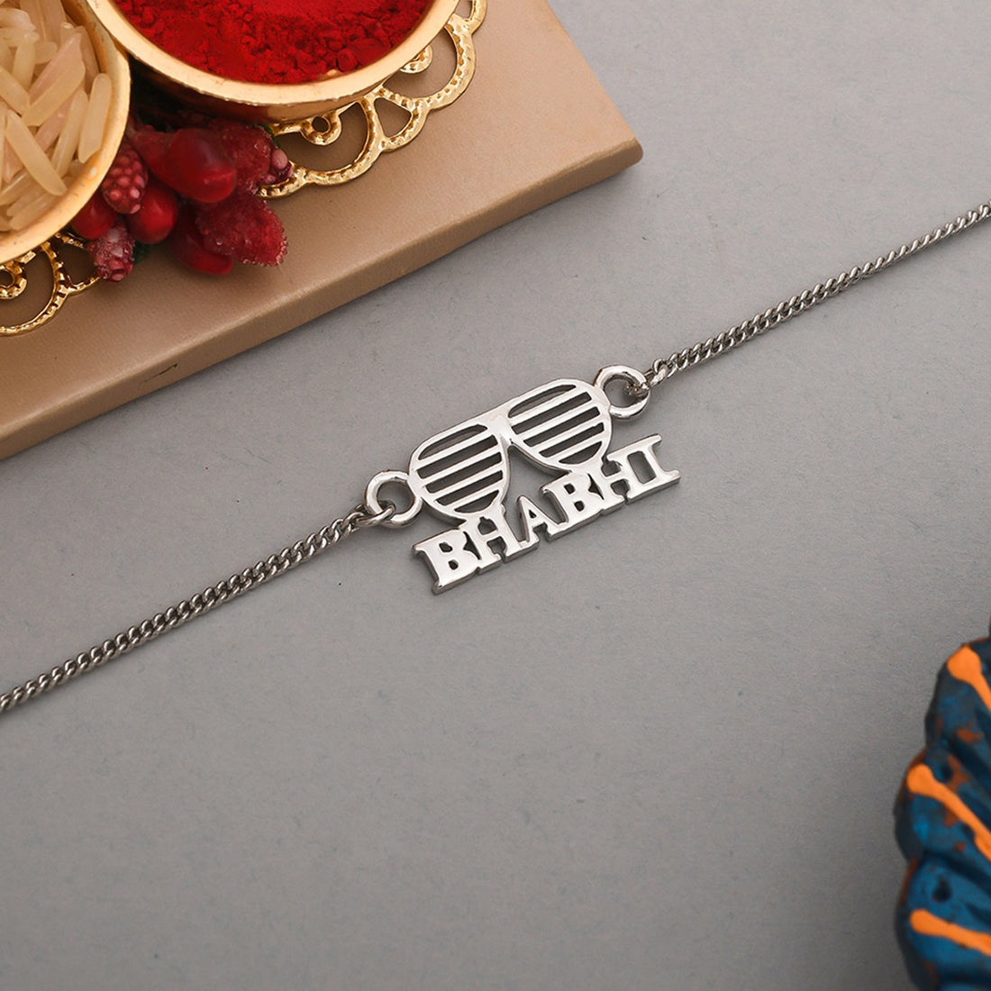 trueBrowns Stylish Silver Tone Bracelet Style Bhabhi Rakhi | Swadesiicart