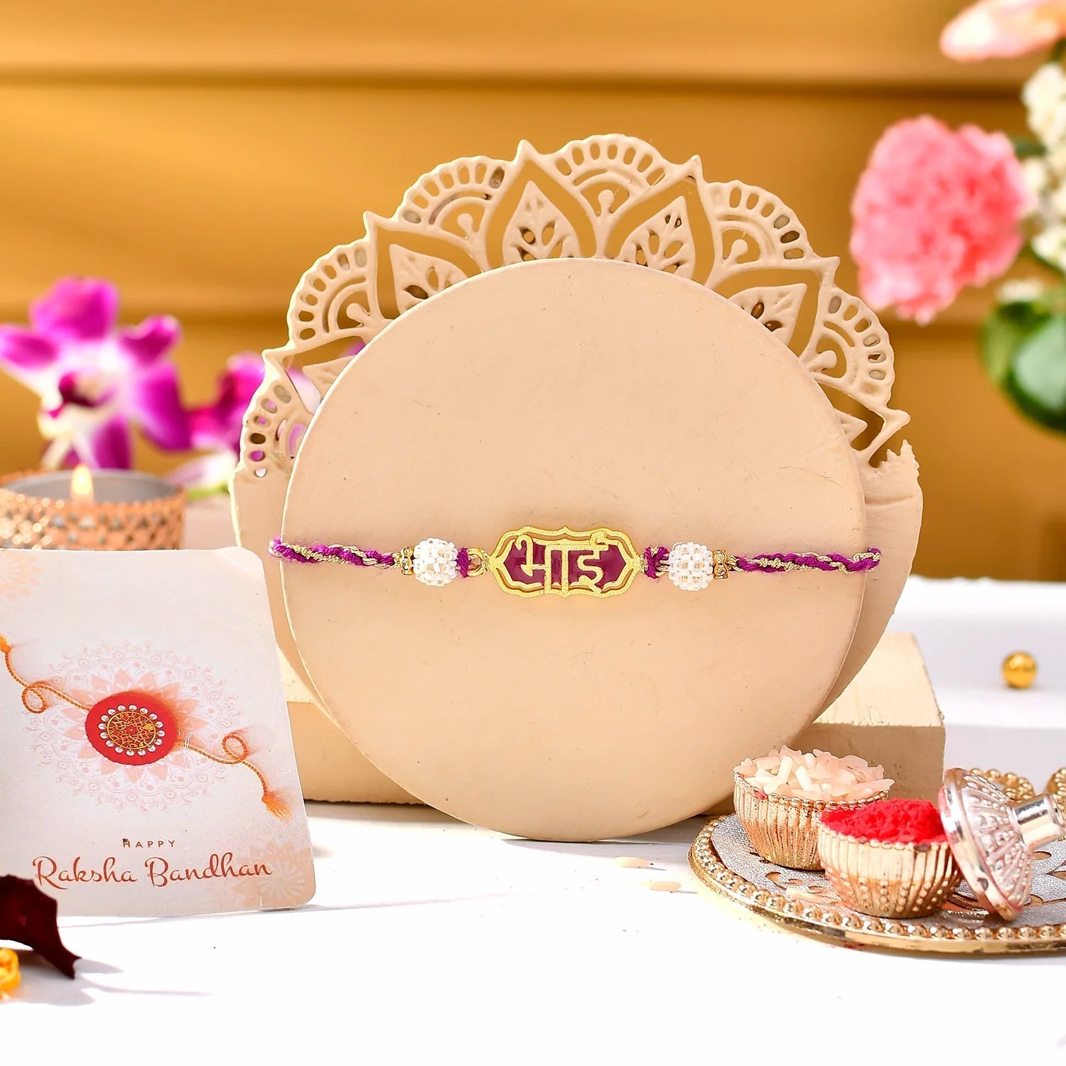 trueBrowns X Voylla Magenta Gold Bhai Rakhi For Brother | Swadesiicart