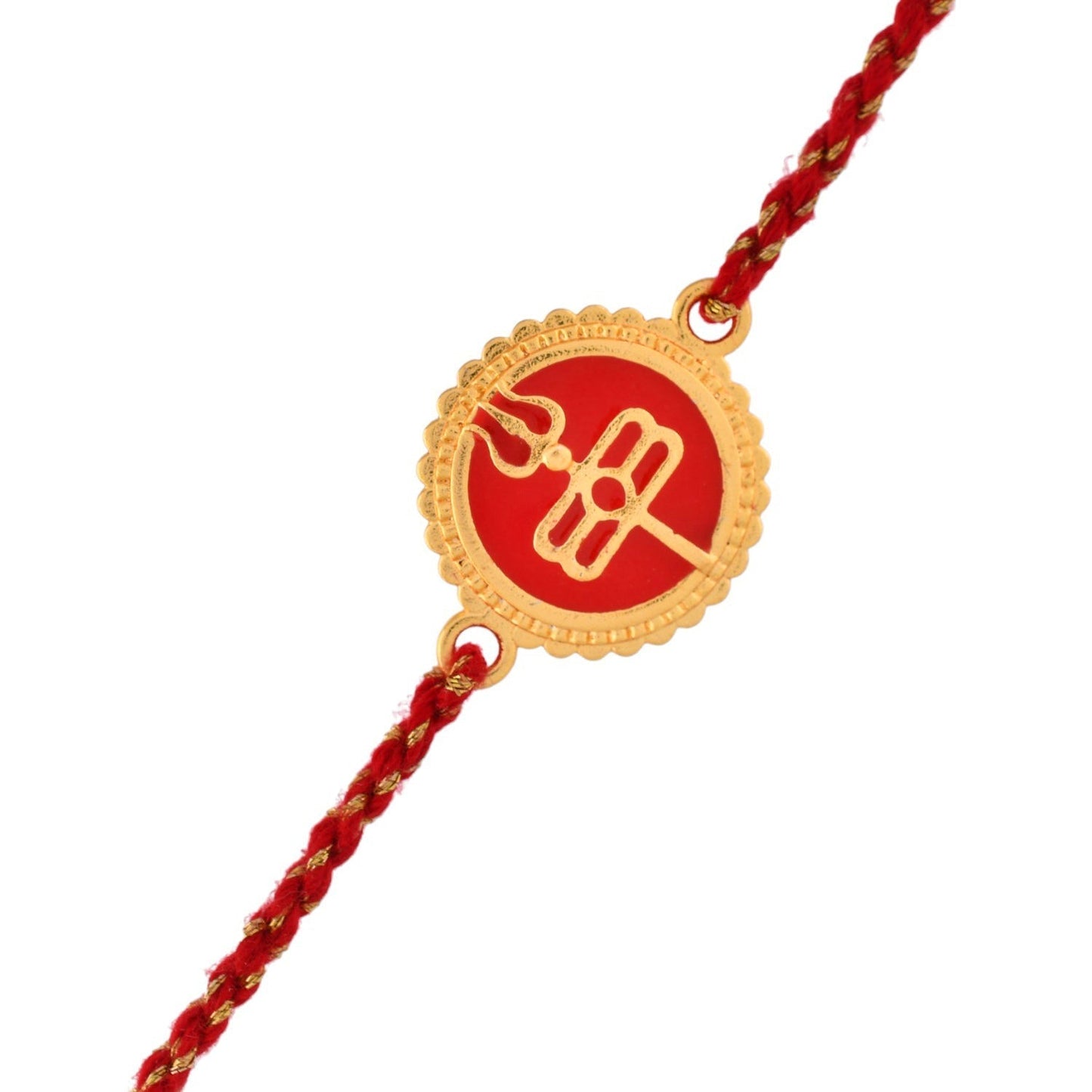 trueBrowns X Voylla Red Enamel And Gold Rudra-Tilaka Rakhi For Brother | Swadesiicart