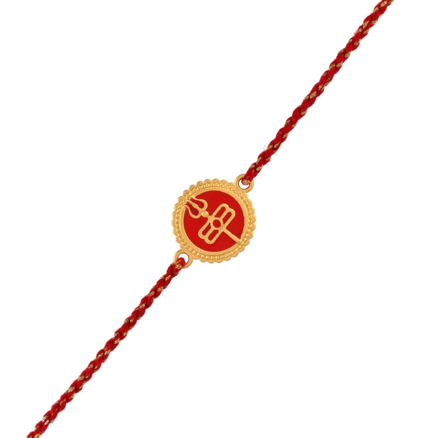 trueBrowns X Voylla Red Enamel And Gold Rudra-Tilaka Rakhi For Brother | Swadesiicart
