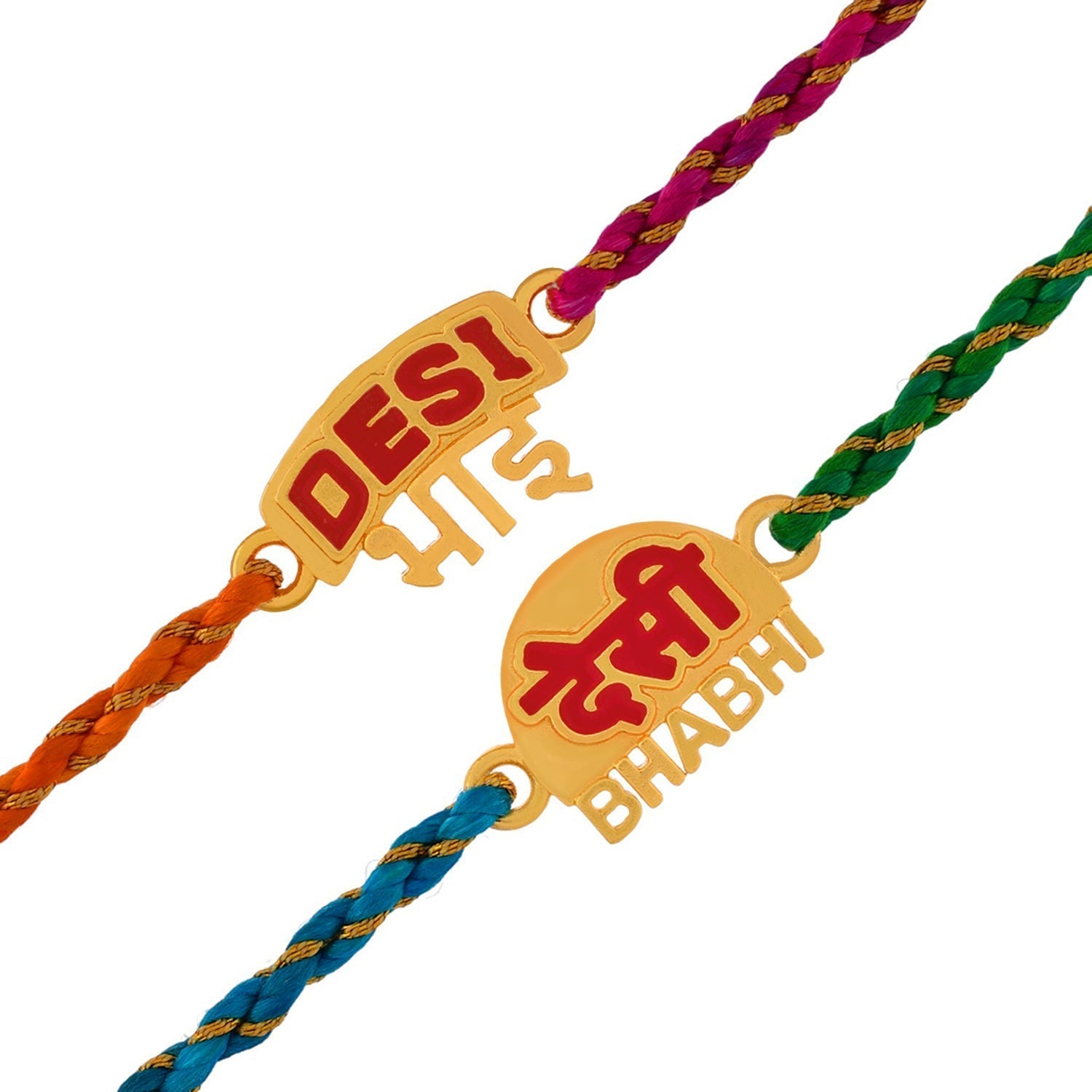 trueBrowns X Voylla Desi Bhai-Bhabhi Multi Color Thread Lumba Rakhi Combo For Bhaiya Bhabhi | Swadesiicart