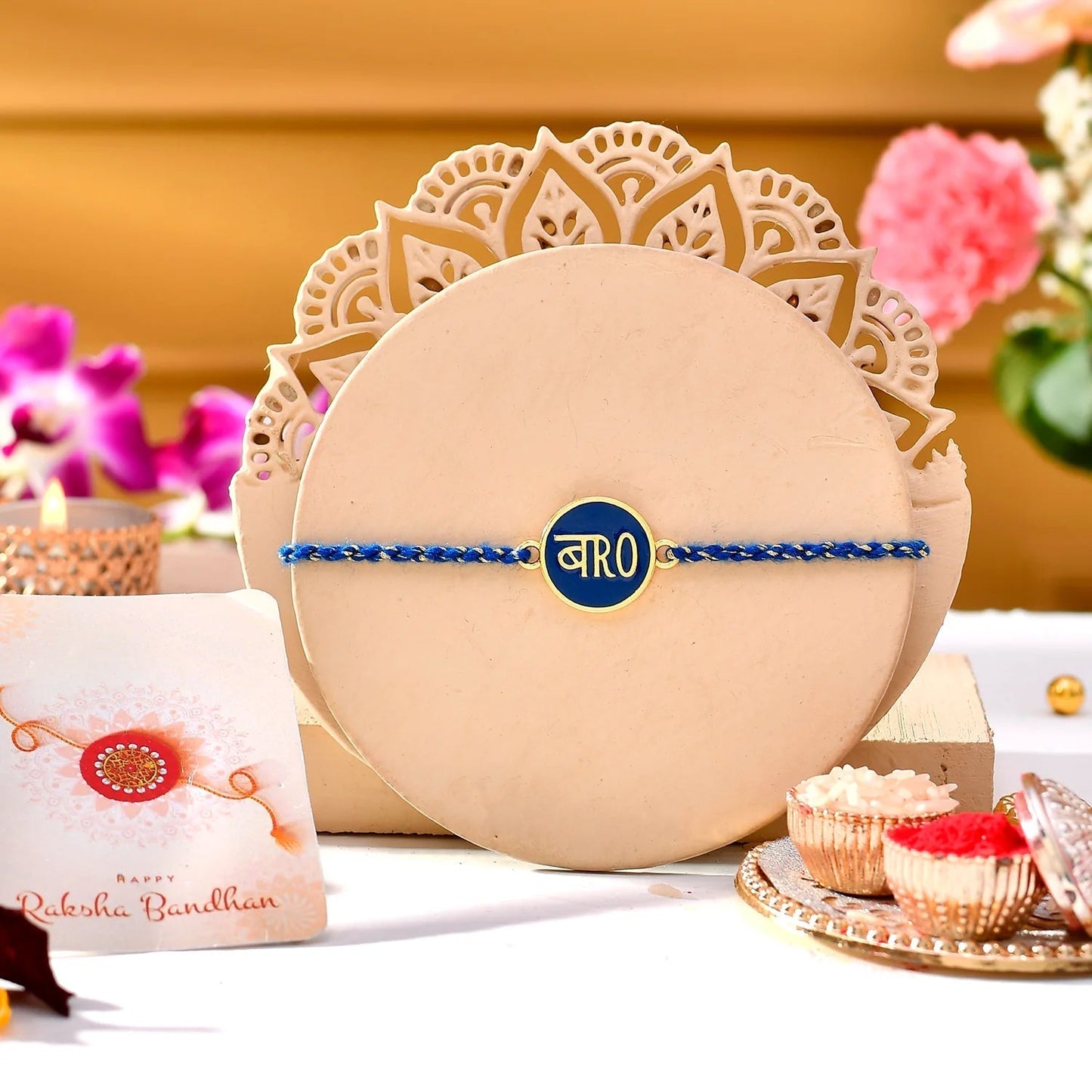 trueBrowns X Voylla Blue Enamel Bro Rakhi For Brother | Swadesiicart