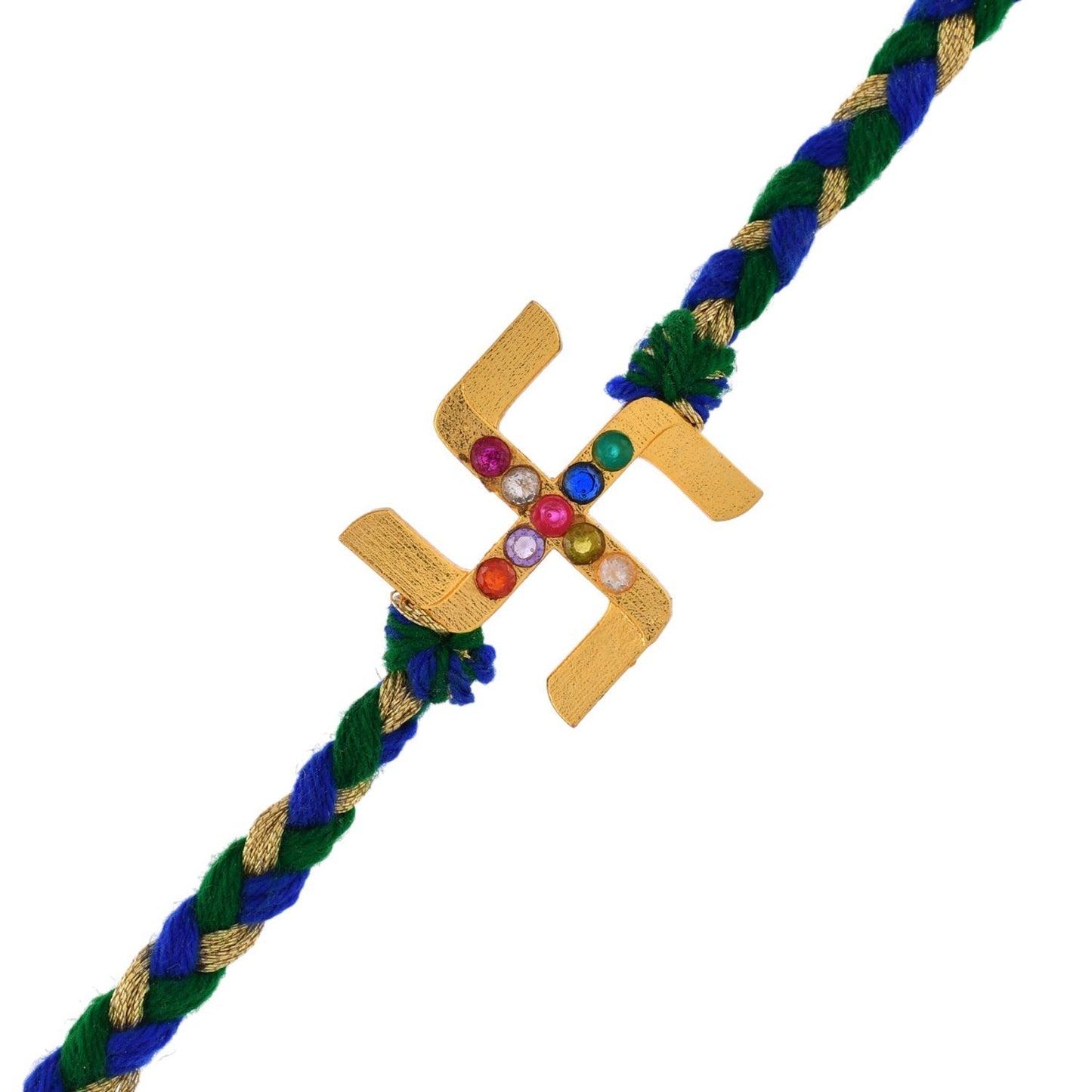 trueBrowns X Voylla Gold Navratan Swastik Rakhi For Brother | Swadesiicart