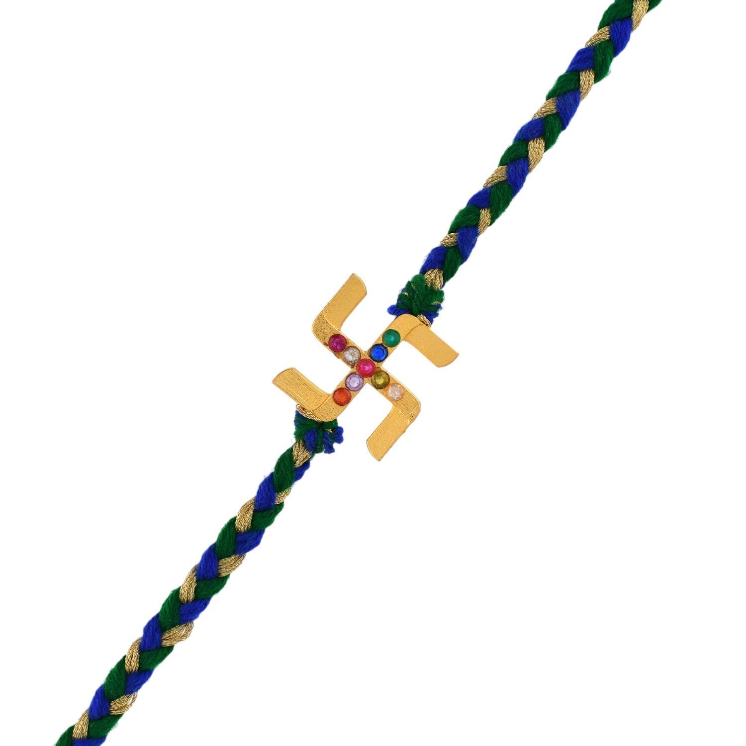 trueBrowns X Voylla Gold Navratan Swastik Rakhi For Brother | Swadesiicart