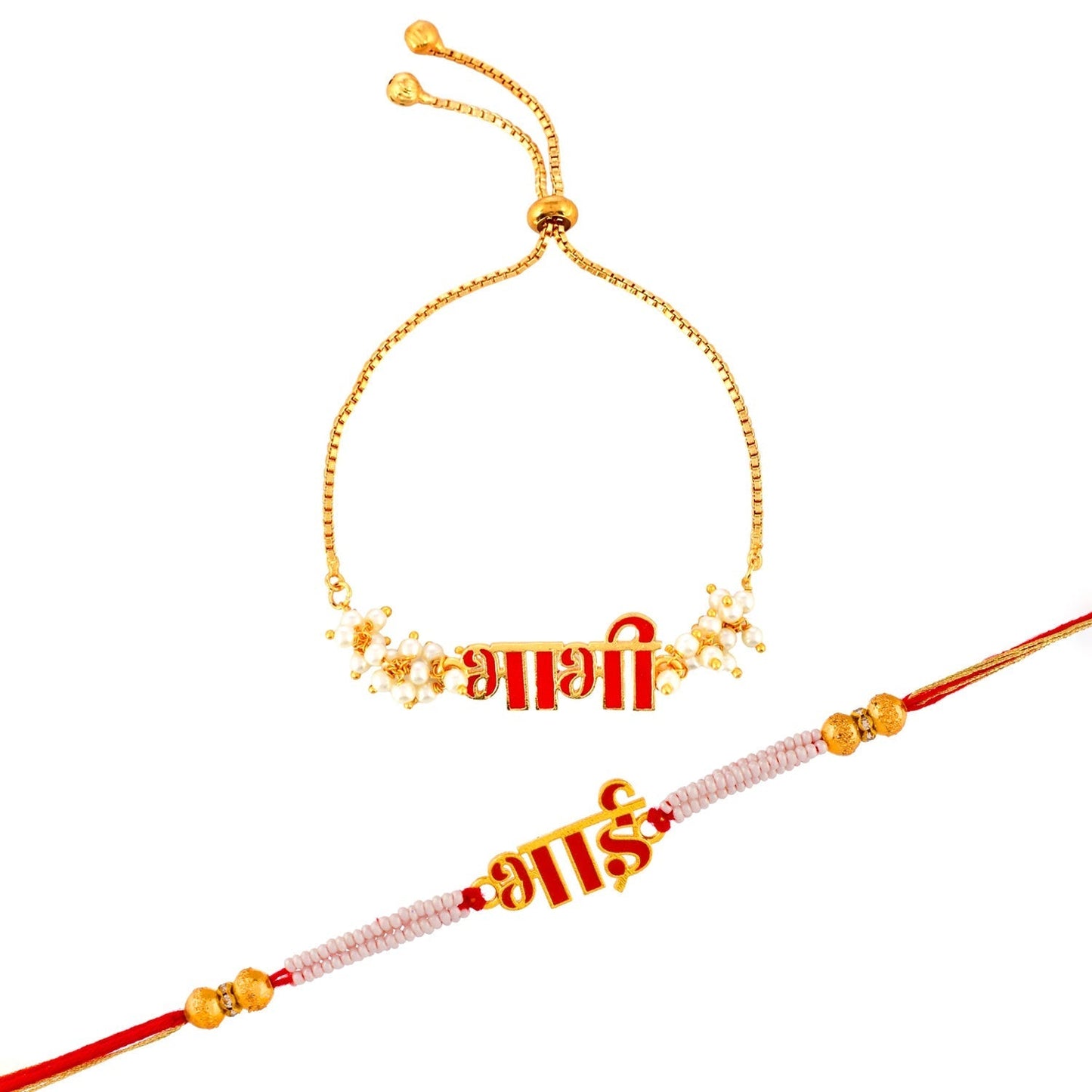 trueBrowns X Voylla Red Enamel Bhai-Bhabhi Lumba Rakhi Combo For Bhaiya Bhabhi | Swadesiicart