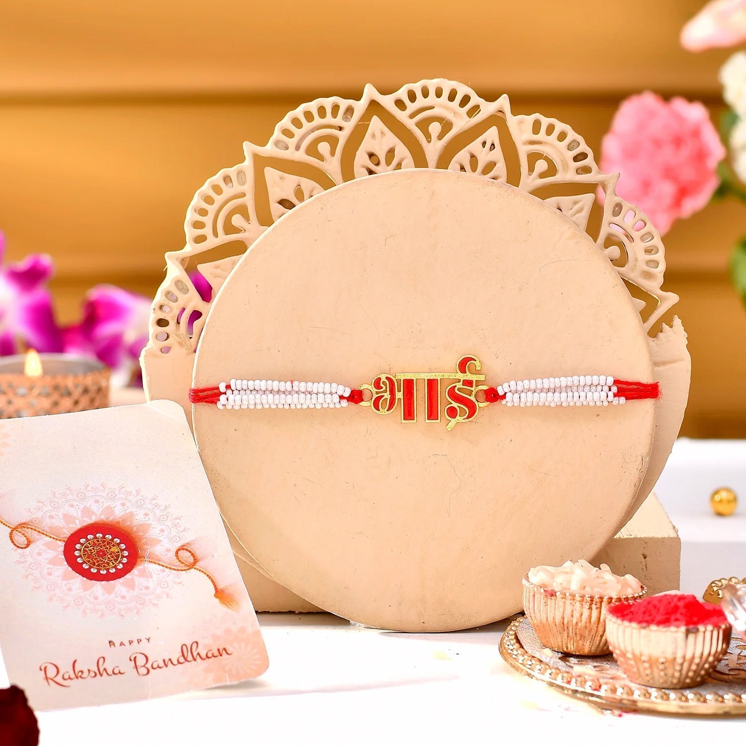 trueBrowns X Voylla Red Enamel Bhai Rakhi For Brother | Swadesiicart