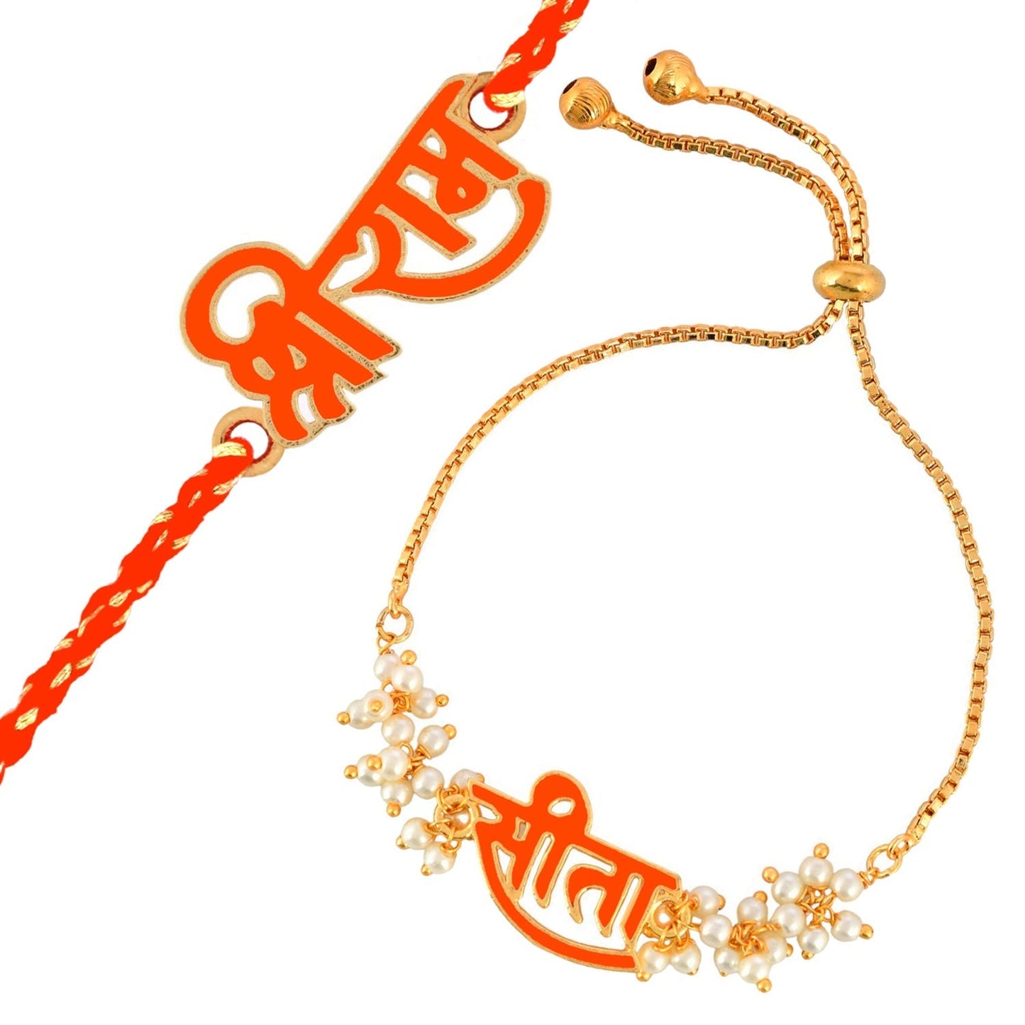 trueBrowns X Voylla Sita-Ram Vermilion Enamel Lumba Rakhi Combo For Bhaiya Bhabhi | Swadesiicart