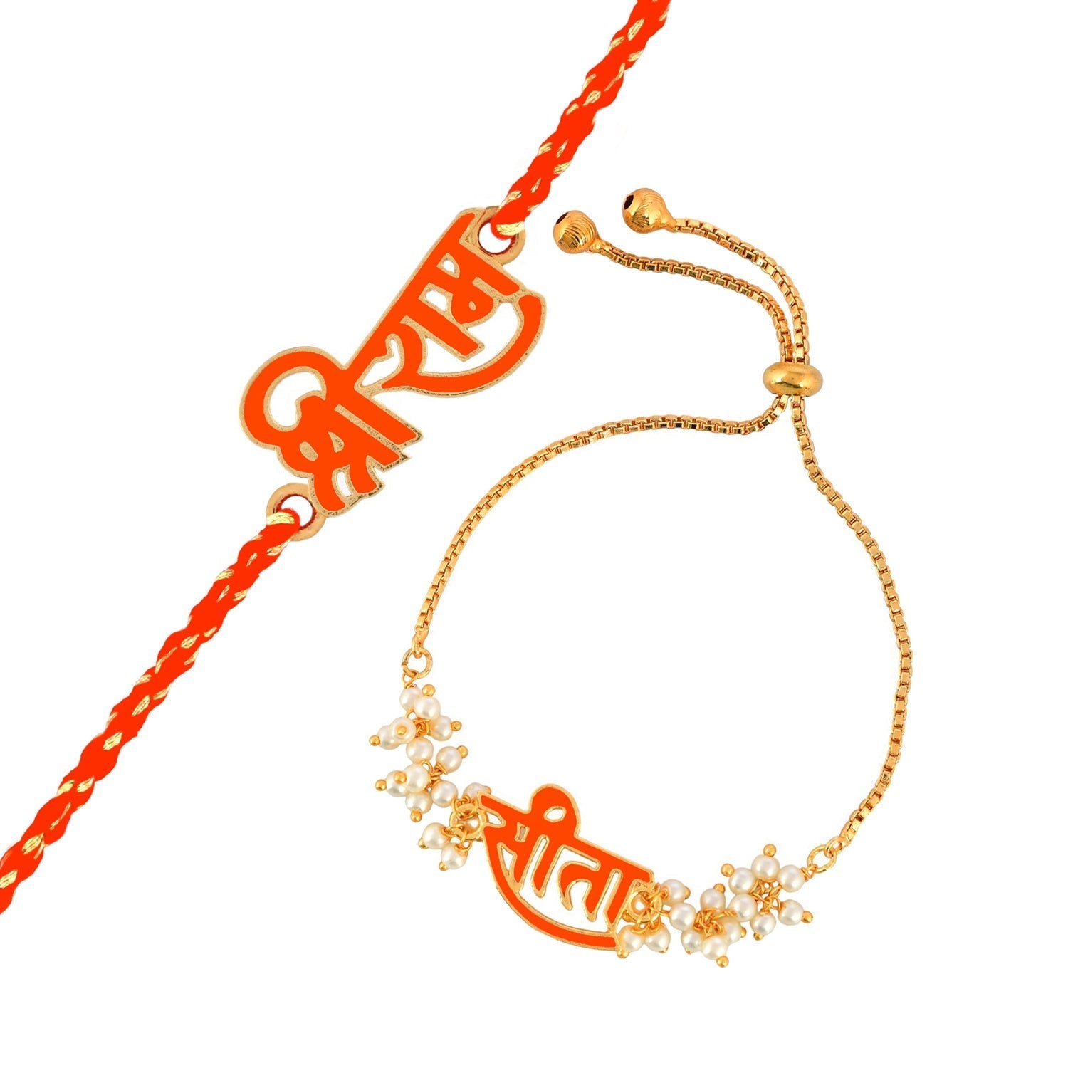 trueBrowns X Voylla Sita-Ram Vermilion Enamel Lumba Rakhi Combo For Bhaiya Bhabhi | Swadesiicart