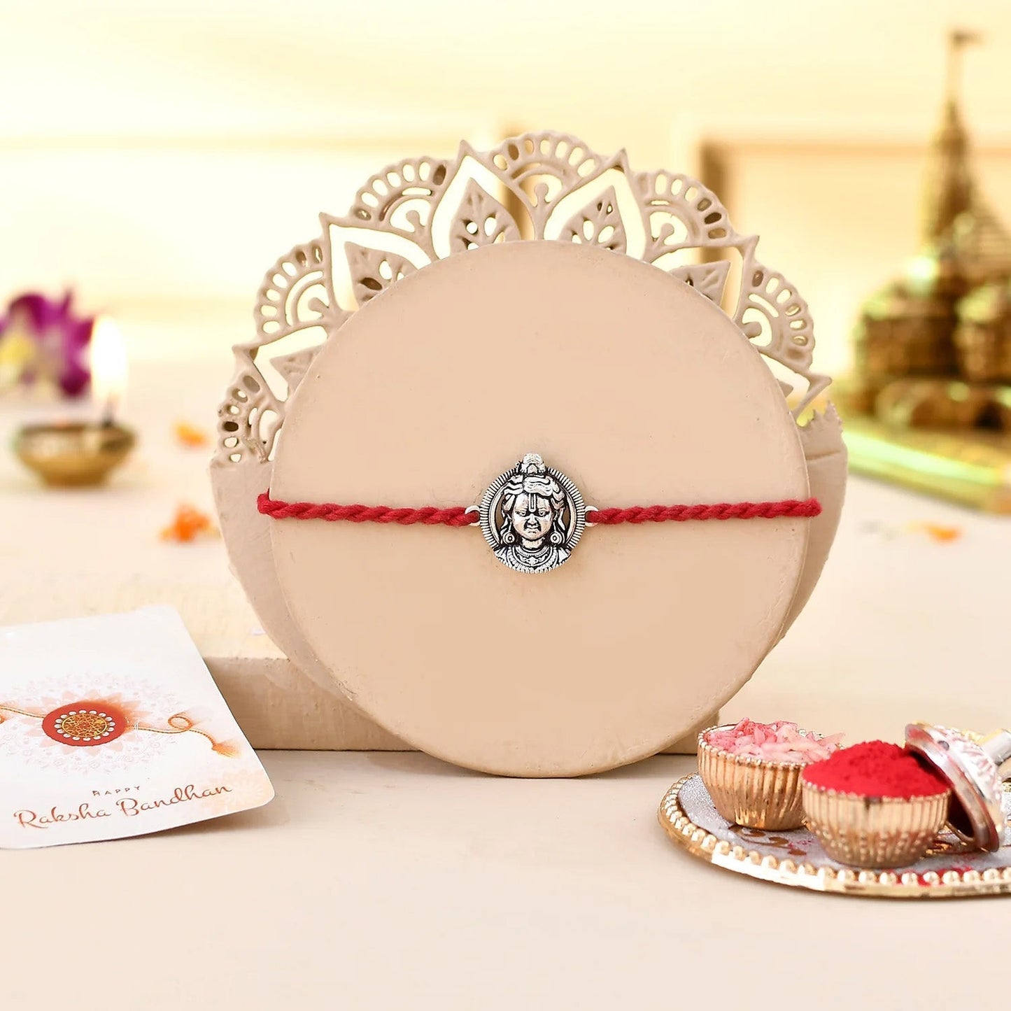 trueBrowns X Voylla Ram Lalla Silver Oxidised Rakhi For Brother | Swadesiicart