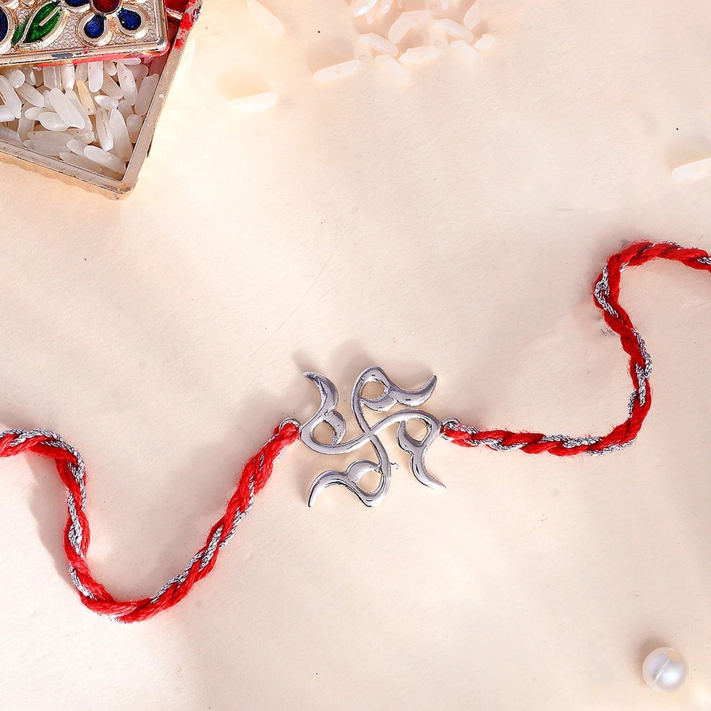 trueBrowns X Voylla Sterling Silver Stylized Swastik Rakhi | Swadesiicart