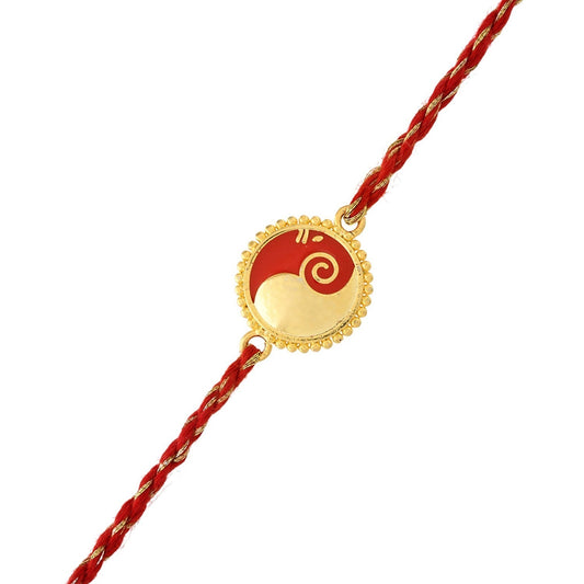 trueBrowns Gold Tone Sterling Silver Stylized Ganesha Rakhi | Swadesiicart
