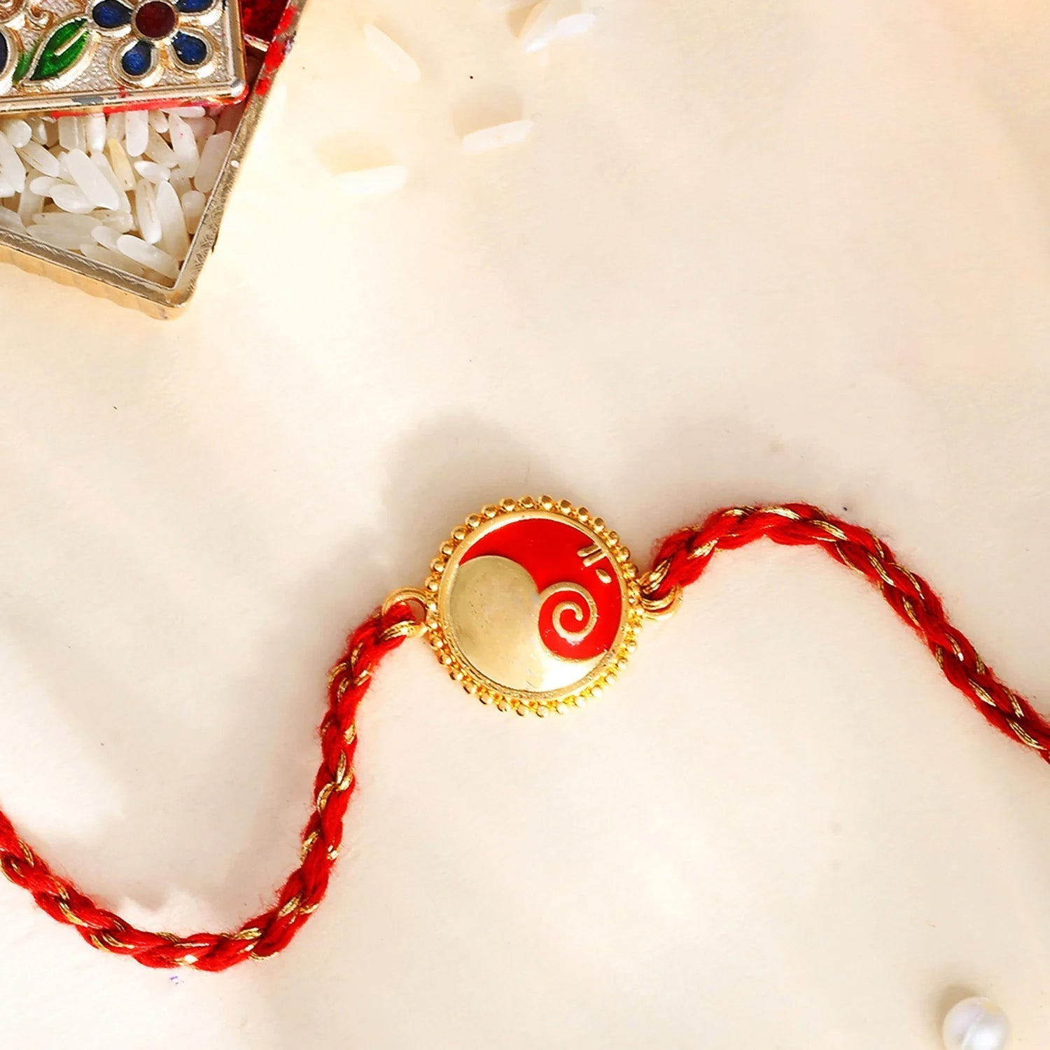 trueBrowns Gold Tone Sterling Silver Stylized Ganesha Rakhi | Swadesiicart