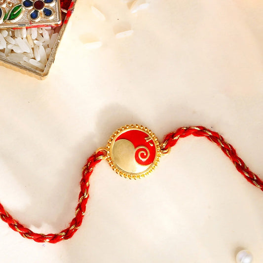 trueBrowns Gold Tone Sterling Silver Stylized Ganesha Rakhi | Swadesiicart