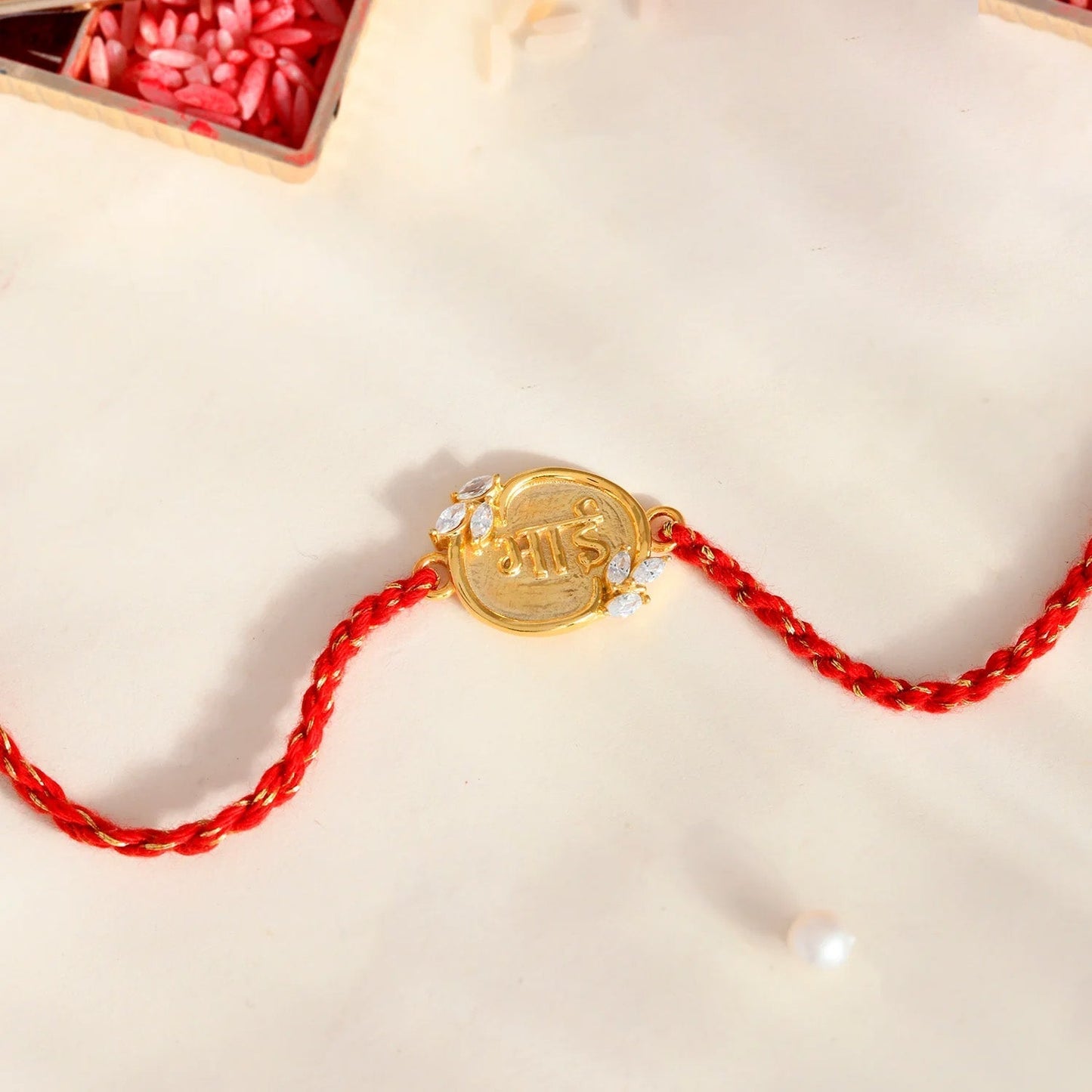 trueBrowns Sterling Silver Red "Bhai" Floral Rakhi | Swadesiicart