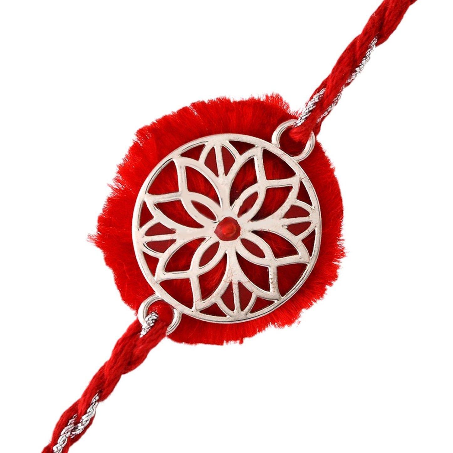 trueBrowns X Voylla Sterling Silver Filigree Red Rakhi | Swadesiicart