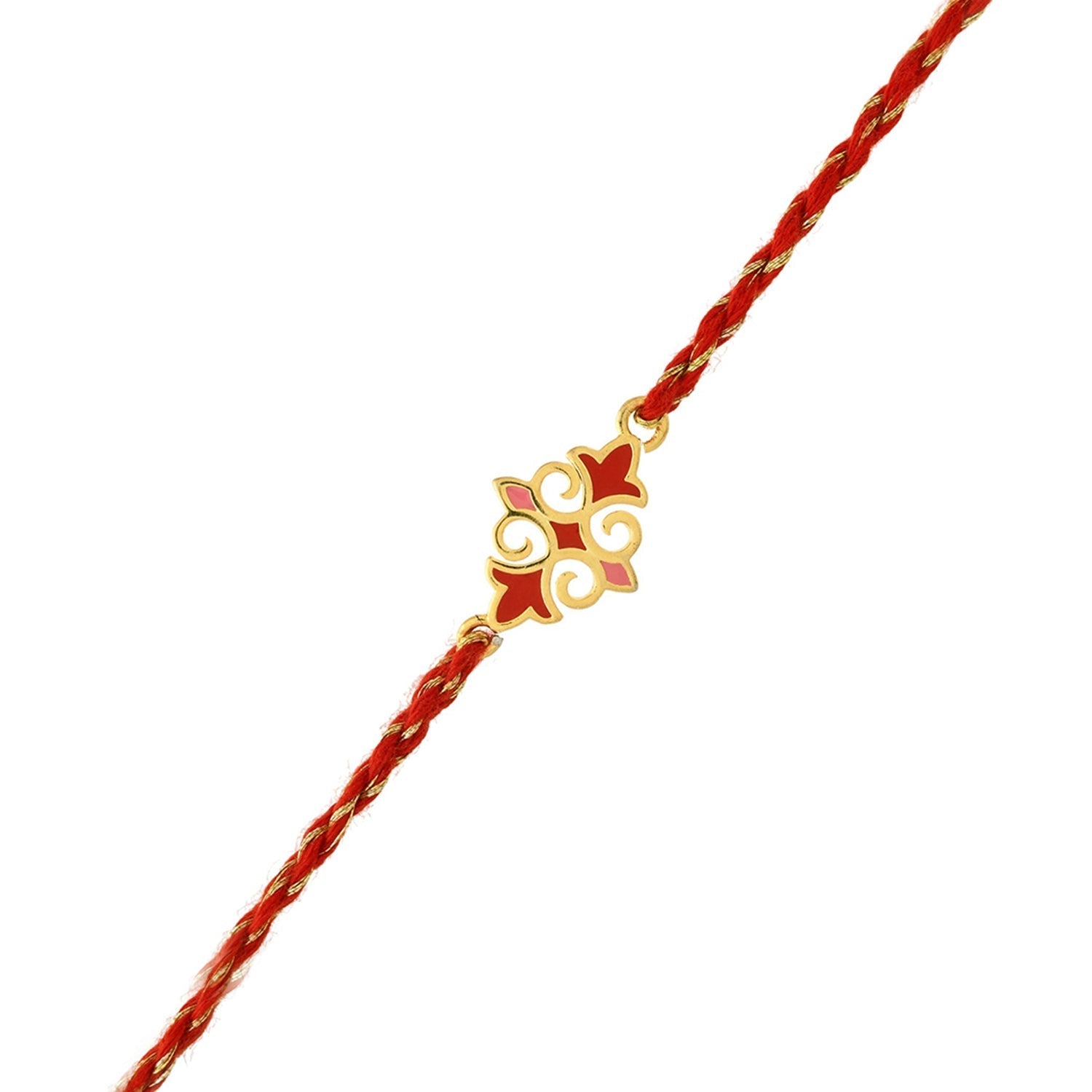 trueBrowns X voylla Sterling Silver Red Gold-Polished Floral Rakhi | Swadesiicart