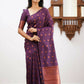 DEIANA'S Beautiful Designer Golden zari Soft Lichi Silk Saree - Wine - Swadesiicart
