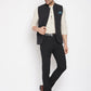 Even Apparels Black Merino Men Woven Nehru Jacket | Swadesiicart