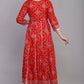 VOJ Women's Red Rayon Embroidered & Printed Anarkali Kurta | Swadesiicart