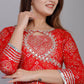 VOJ Women's Red Rayon Embroidered & Printed Anarkali Kurta | Swadesiicart