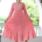 VOJ Women's BabyPink Rayon Floral Embroidered & Printed Tiered Anarkali Kurta | Swadesiicart
