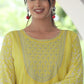 VOJ Women's Yellow Rayon Floral Embroidered & Printed Tiered Anarkali Kurta | Swadesiicart