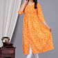 VOJ Women's Orange Rayon Floral Printed Frontsilt Anarkali Kurta | Swadesiicart