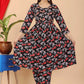 VOJ Women's Black Rayon Floral Print Kurta, Pant & Dupatta Set (Umbrella Cut) | Swadesiicart