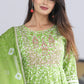 VOJ Women's Mint Rayon Embroidered Kurta Pant & Dupatta Set (Naira Cut) | Swadesiicart