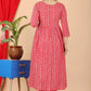 VOJ Women's Red Rayon Embroidered Kurta Pant & Dupatta Set (Naira Cut) | Swadesiicart