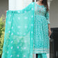 VOJ Women's Sege Green Rayon Embroidered Kurta Pant & Dupatta Set (Naira Cut) | Swadesiicart
