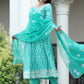 VOJ Women's Sege Green Rayon Embroidered Kurta Pant & Dupatta Set (Naira Cut) | Swadesiicart