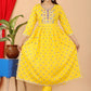VOJ Women's Yellow Rayon Embroidered Kurta Pant & Dupatta Set (Naira Cut) | Swadesiicart