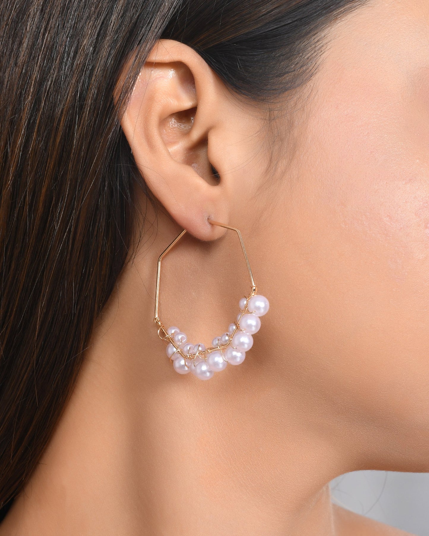 VOJ Women Gold-Polished Peral Hoop Earrings - Swadesiicart