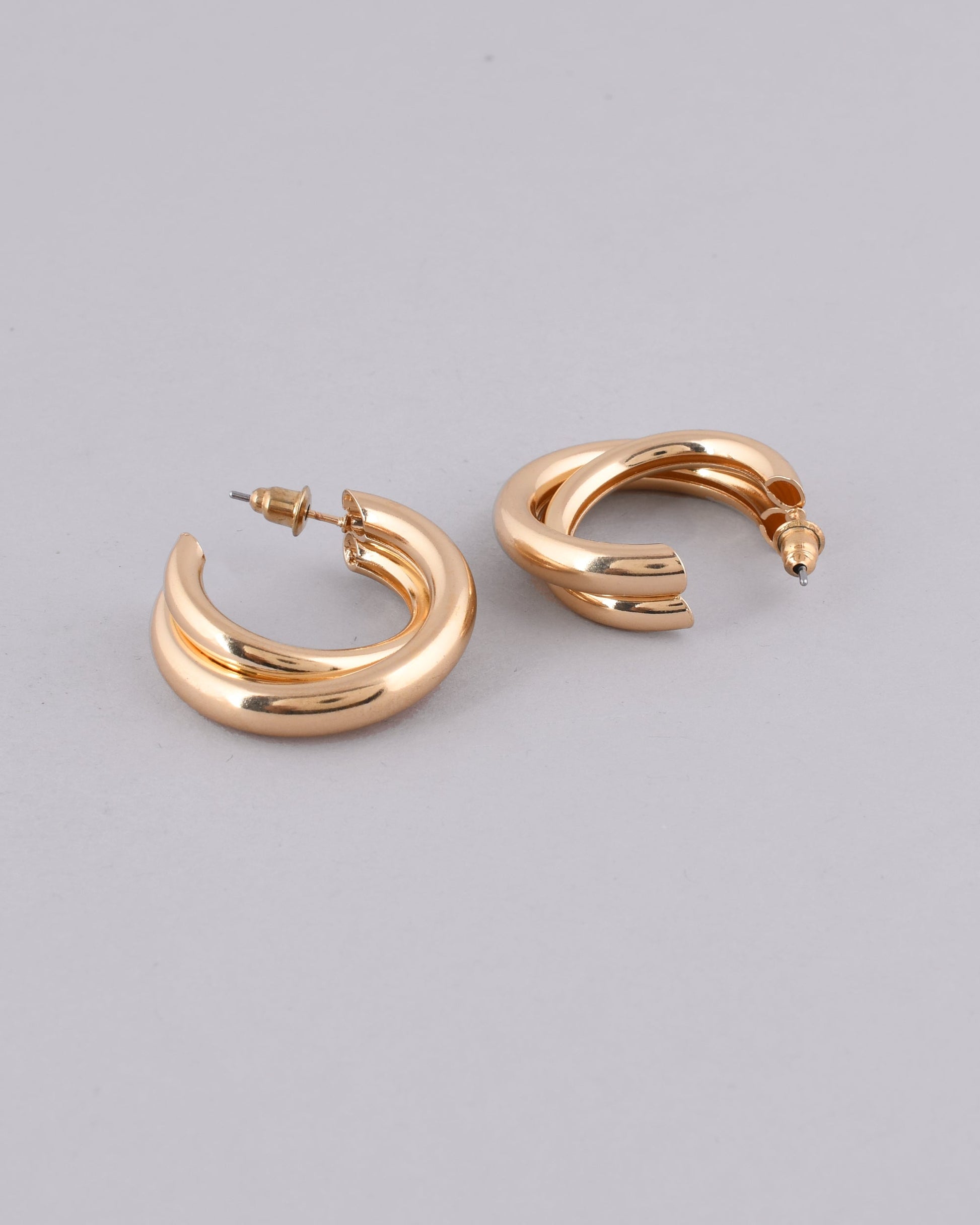 VOJ Women Gold-Polished Double Hoop Earrings - Swadesiicart