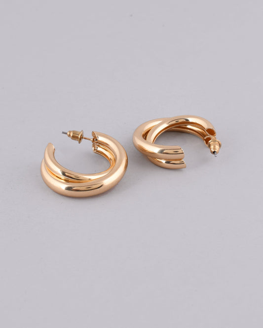 VOJ Women Gold-Polished Double Hoop Earrings - Swadesiicart