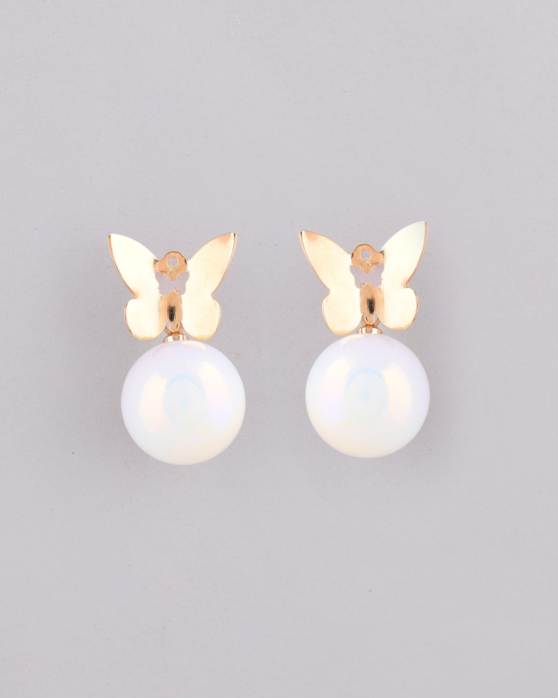 VOJ Women Gold-Polished Butterfly Pearl Studs Earrings - Swadesiicart