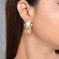 VOJ Women Gold-Polished Flower Peral Studs Earrings - Swadesiicart