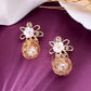VOJ Women Gold-Polished Flower Peral Studs Earrings - Swadesiicart
