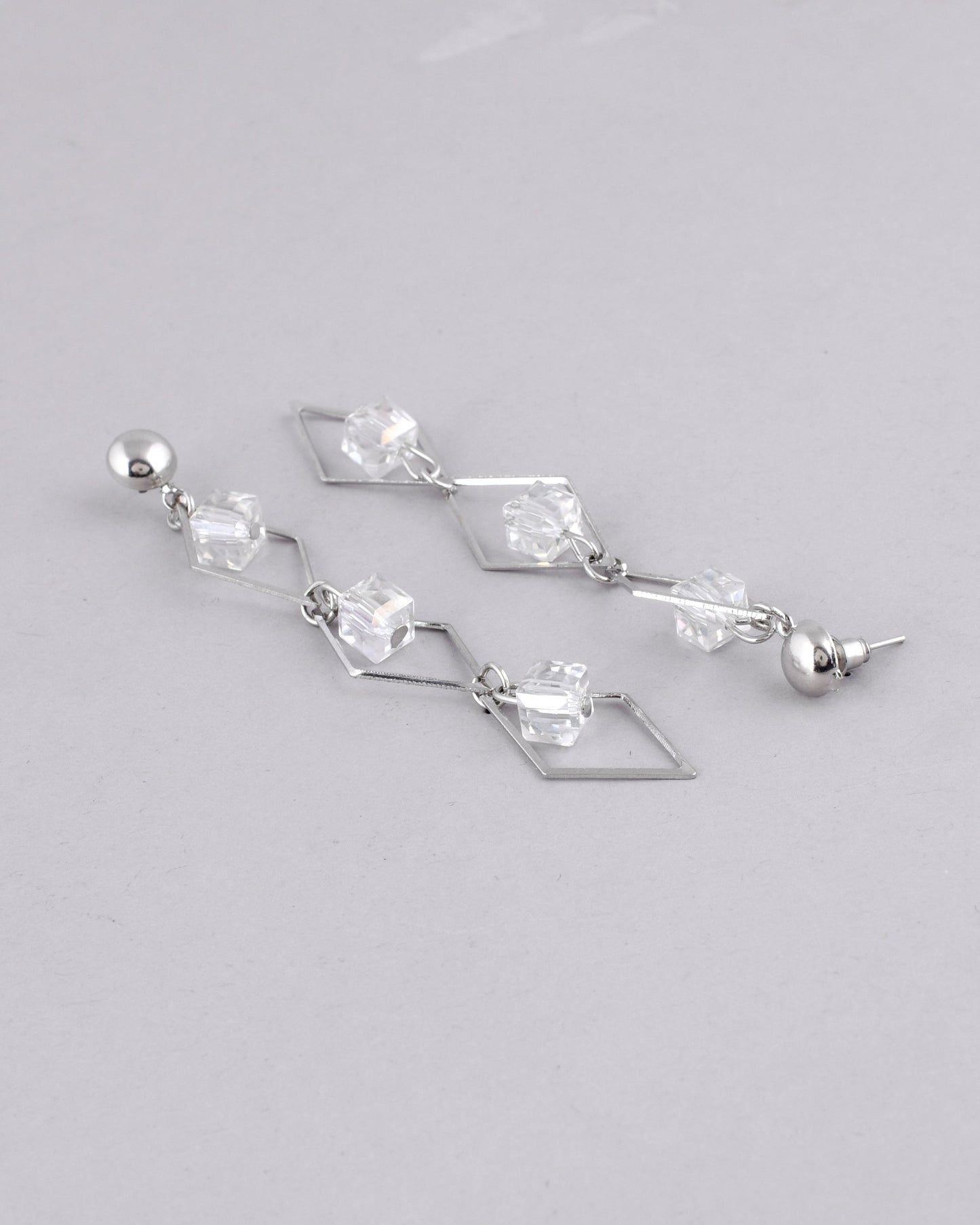 VOJ Women Silver Plated Flower Beads Drop Studs Earrings - Swadesiicart