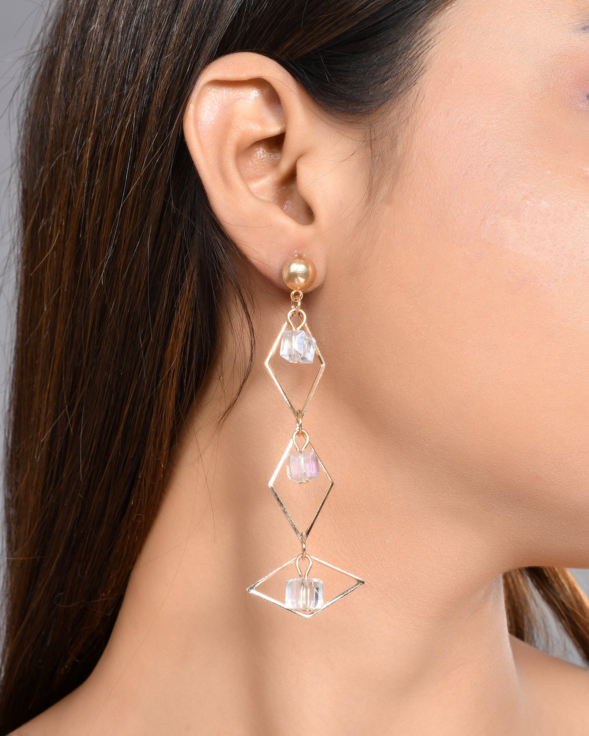 VOJ Women Gold-Polished Flower Beads Drop Studs Earrings - Swadesiicart