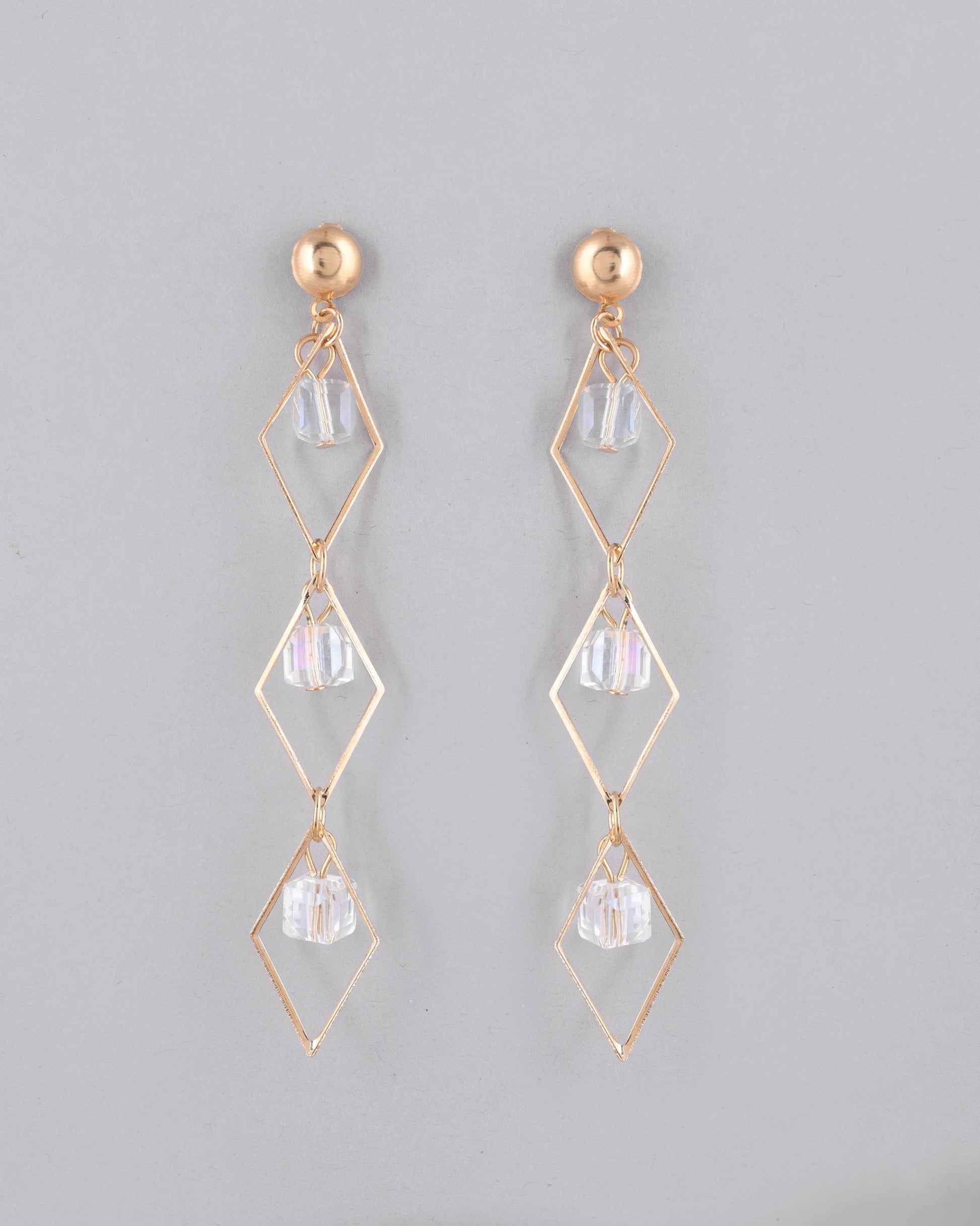VOJ Women Gold-Polished Flower Beads Drop Studs Earrings - Swadesiicart